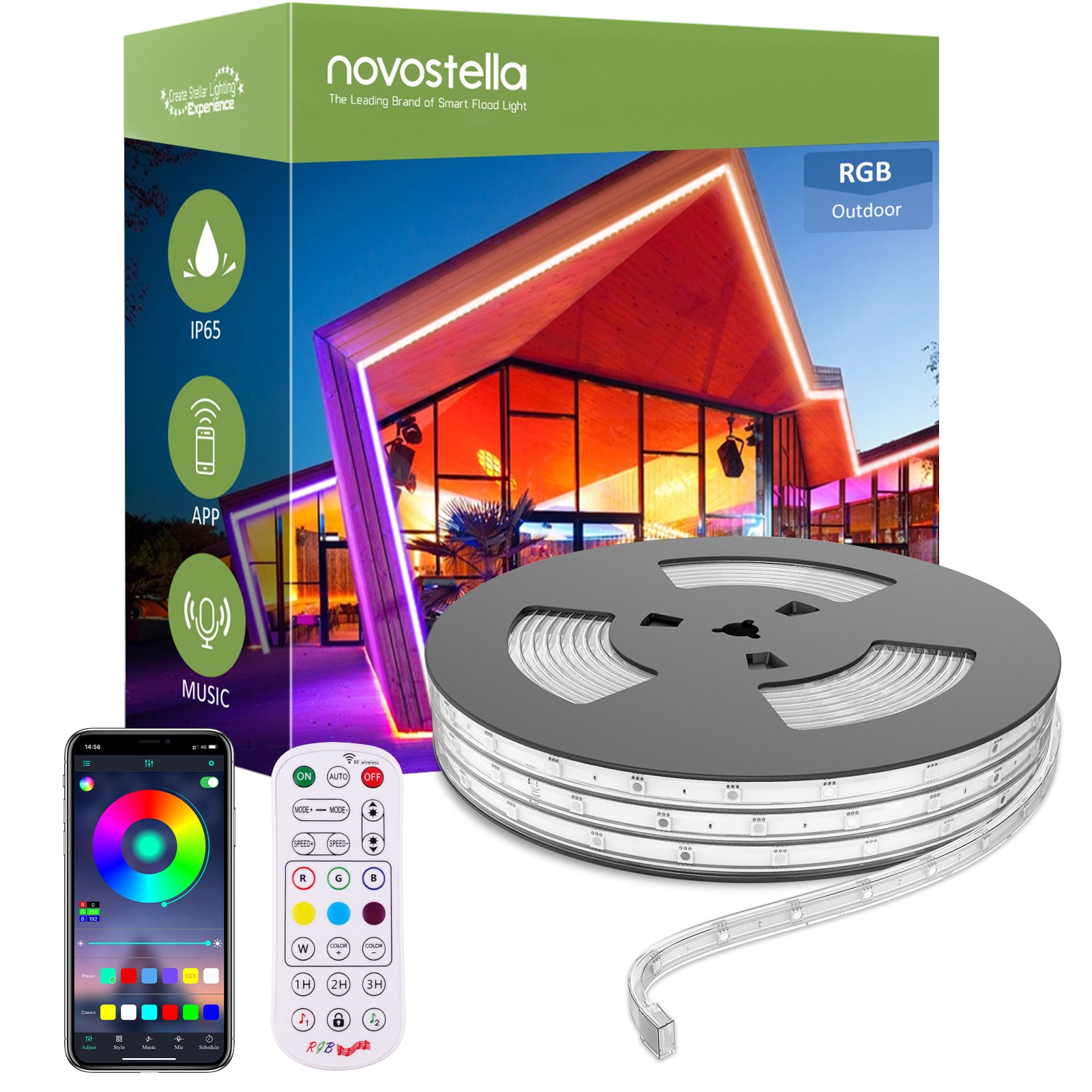 Novostella Staribbon 52.5ft 16M IP65 Smart RGB Strip Lights