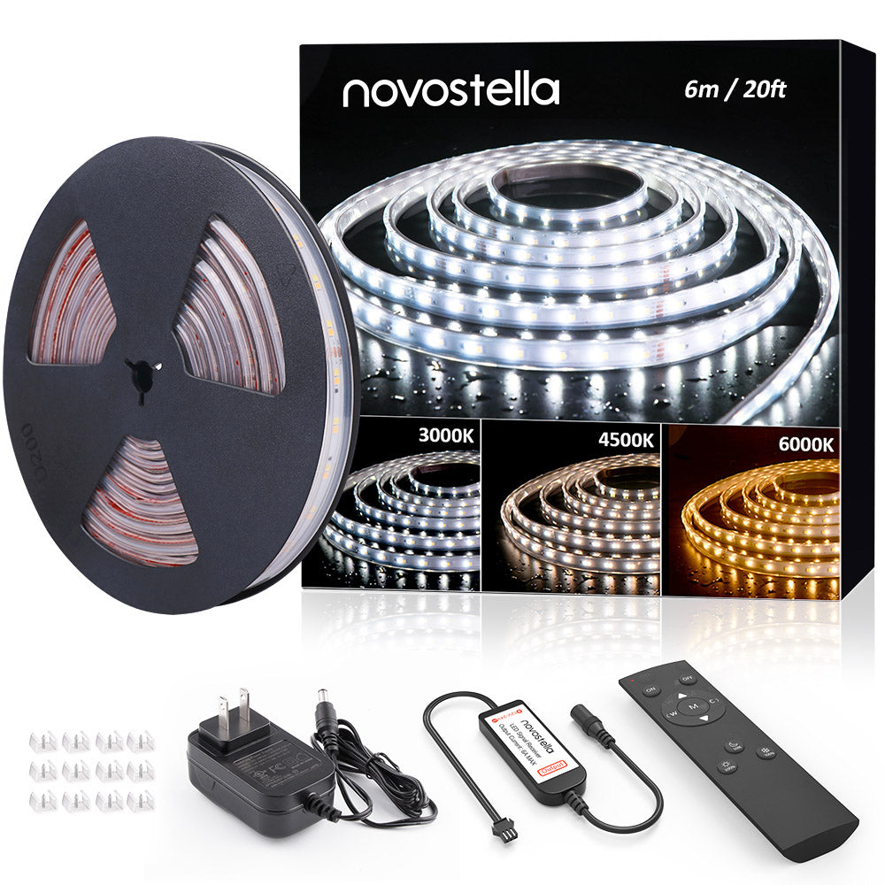 Novostella 20ft Waterproof Tunable White LED Strip Light