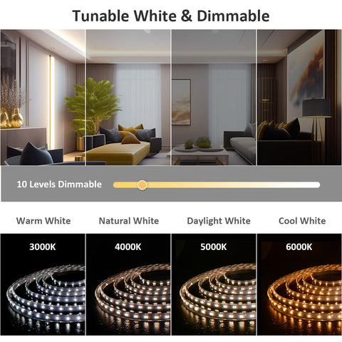 Novostella 20ft Waterproof Tunable White LED Strip Light