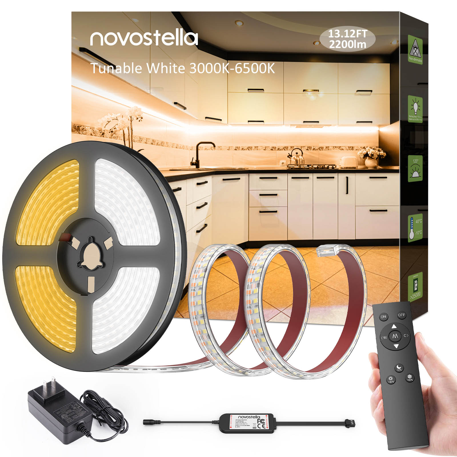 Novostella Ultra Bright IP65 Waterproof Tunable White LED Strip Light