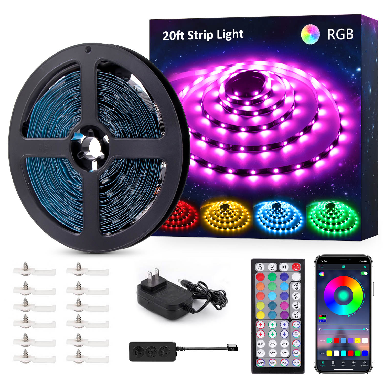 Novostella 20ft 6M RGB Strip Lights, Color Changing TikTok Lights, Gaming  Room Lights